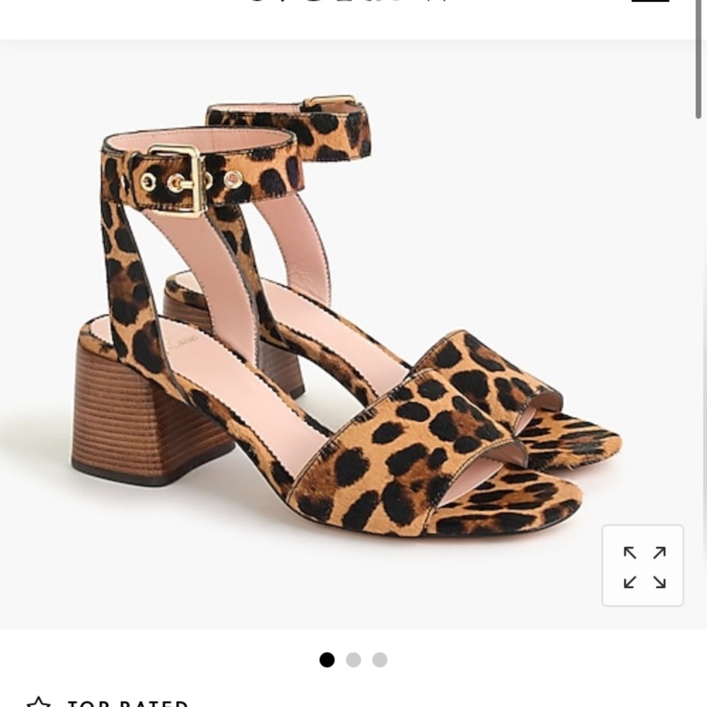 J Crew Penny ankle-strap sandals leopard calf hair